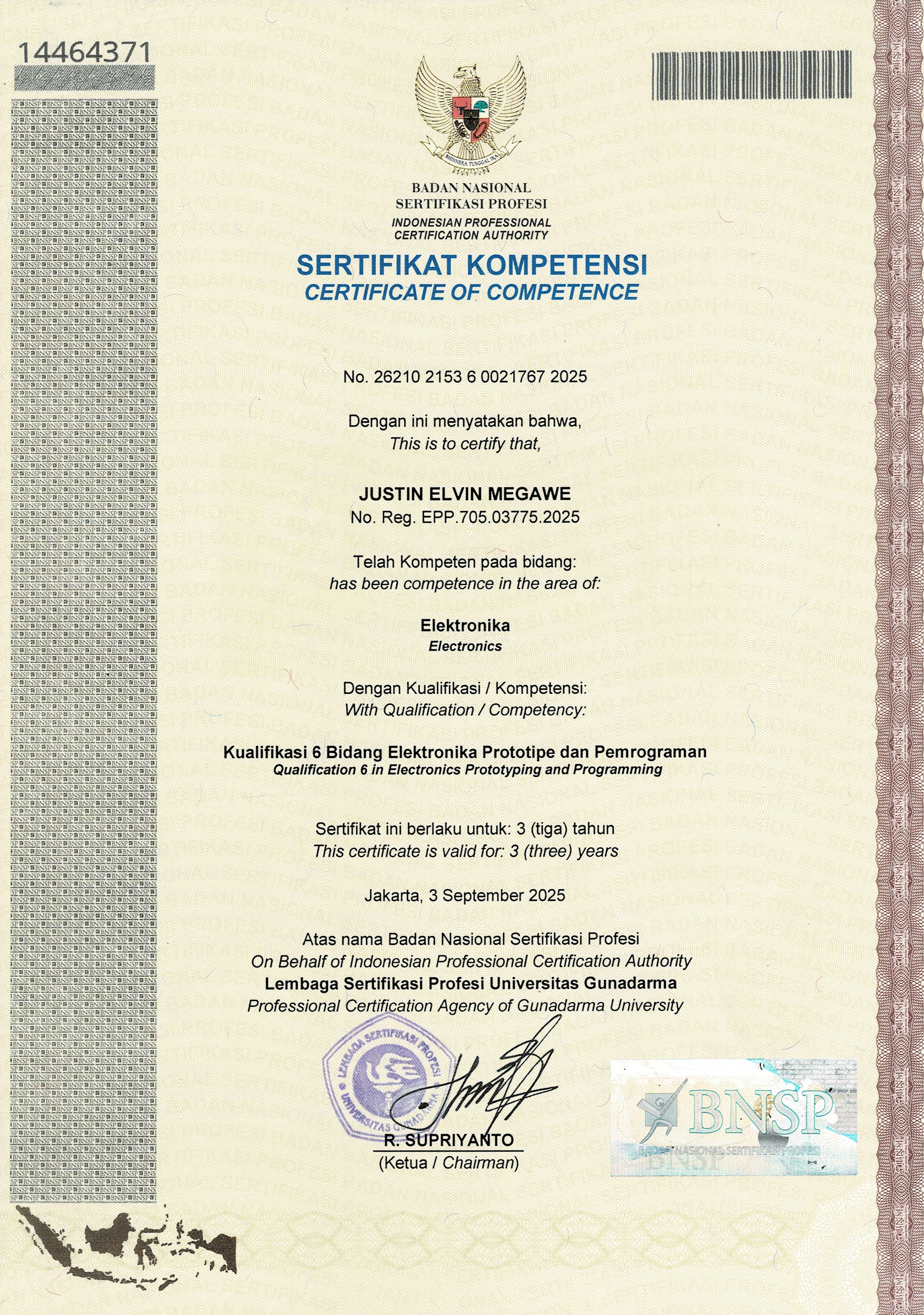 Sertifikat BNSP